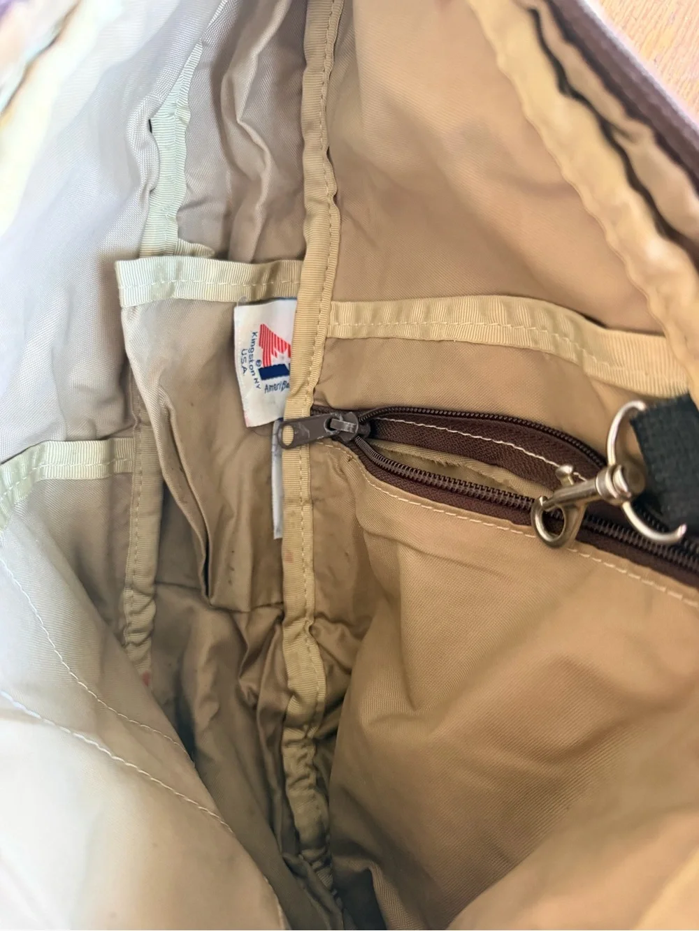 Vintage AmeriBag Healthy Back Bag Tan Leather Crossbody Sling Backpack